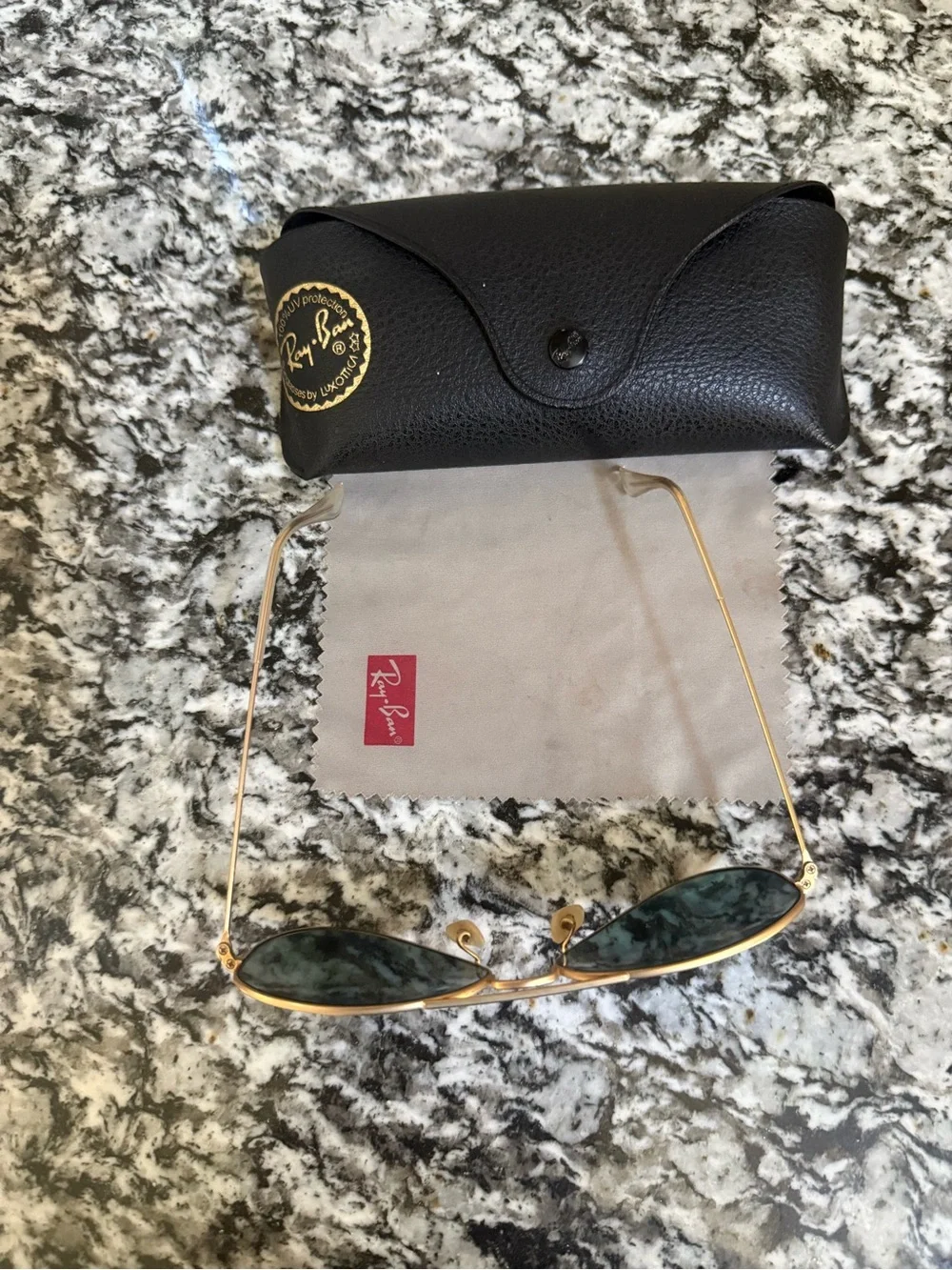 Vintage- Ray-Ban Gold Frame Sunglasses with Blue-Green Mirrored Lenses